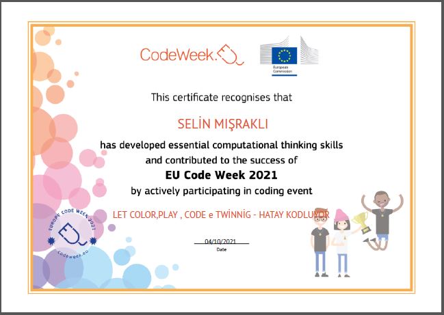 LET S COLOR PLAY CODE e Twinning PROJECT – CODE WEEK CERTİFİCATİES by sukran  - Illustrated by Şükran Yenigelen - Ourboox.com