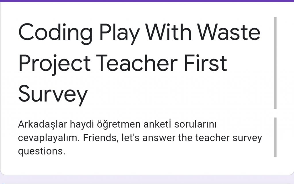 Coding Play With Waste Project Teacher First Survey eBook by SEDA AYTON - Ourboox.com