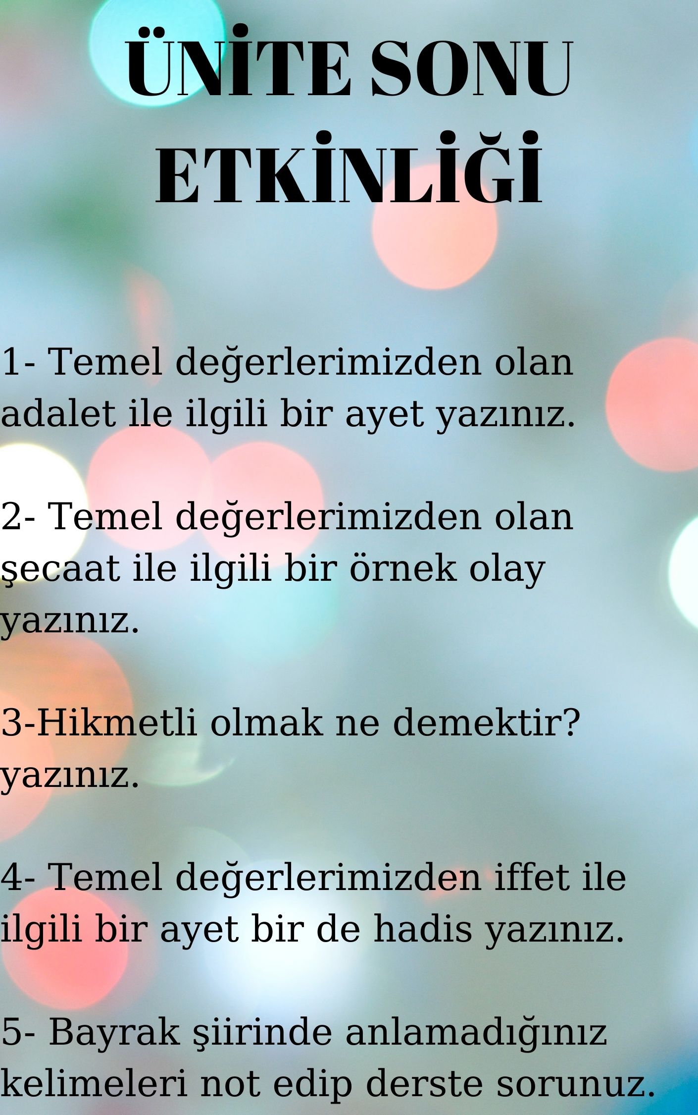 DİN KÜLTÜRÜ VE AHLAK BİLGİSİ DERSİ 9. SINIF 4. ÜNİTE GENÇLİK VE DEĞERLER KONUSU by Hatice Dadaş - Illustrated by Hatice DADAŞ - Ourboox.com